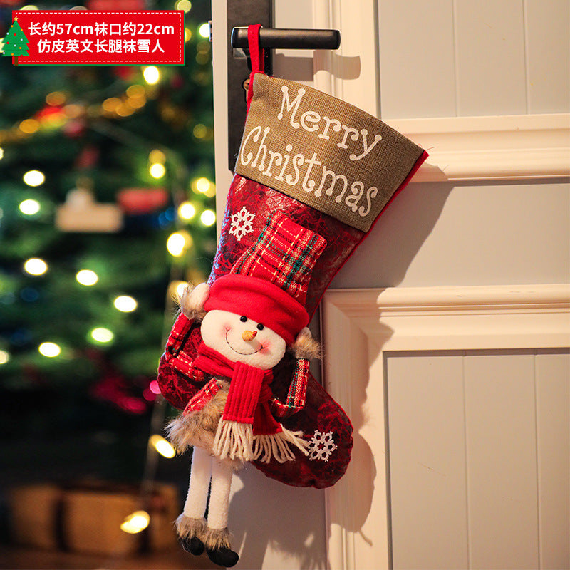 New Christmas decoration Christmas Eve Christmas stocking pendant gift Santa Claus kids Christmas gift bag wholesale