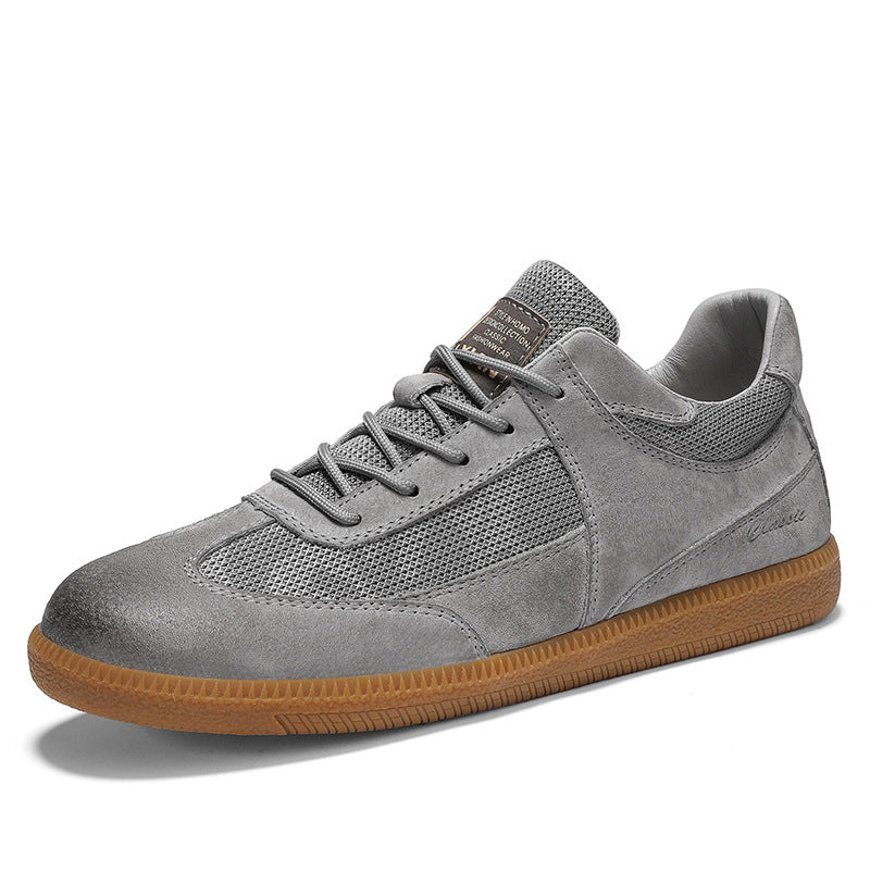 2024 cross-border large dock layer pigskin retro German training shoes breathable fashion men's plus-size casual shoes