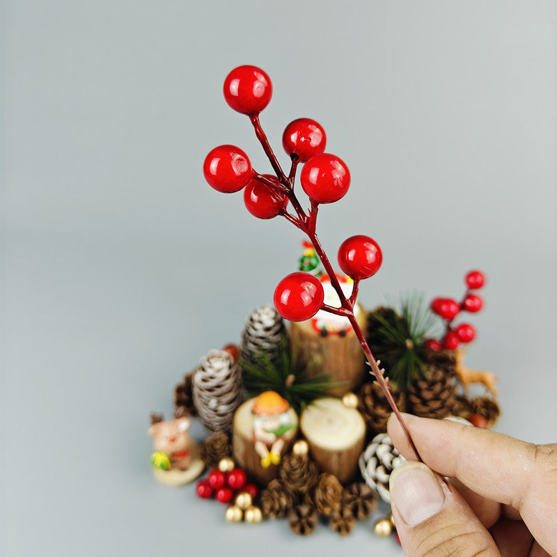 New Christmas decorations New Year Christmas handmade DIY pine ball acorn dried flower dried fruit wood chip wooden stake props