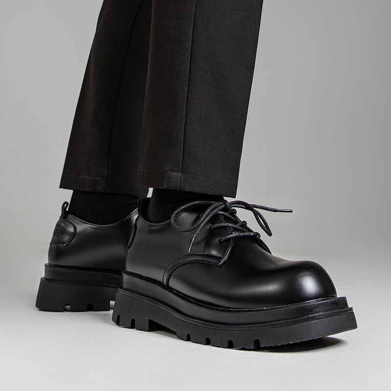 Derby Men's Shoes 2024 British Style Black Casual Leather Shoes Men's Business Formal Wear Big Toe Work Versatile Trendy Shoes