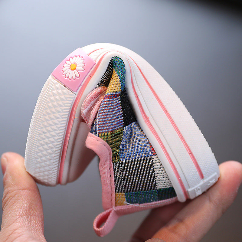 Low-top children's canvas shoes 2023 spring and autumn new children's British style skid shoes for boys and girls kindergarten children's shoes