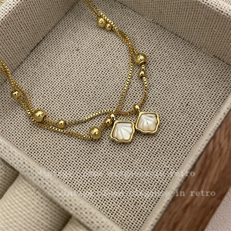 18K gold high color double shell bracelet anklet women's light luxury and versatile high-end Korean fashion anklets