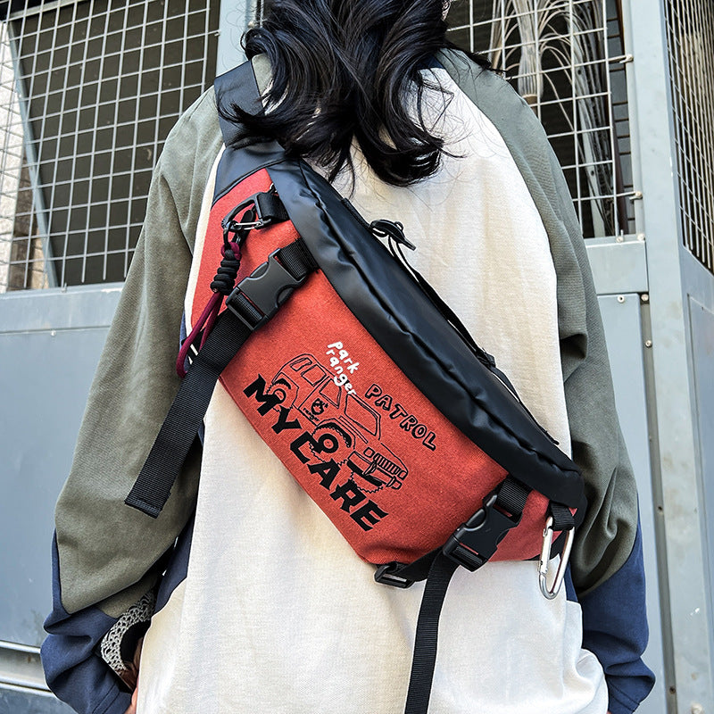 Men's Crossbody Bag, Instagram Trendy Cargo Bag, Sports Cycling Waist Bag, Men's Canvas Shoulder Bag, Student Shoulder Bag