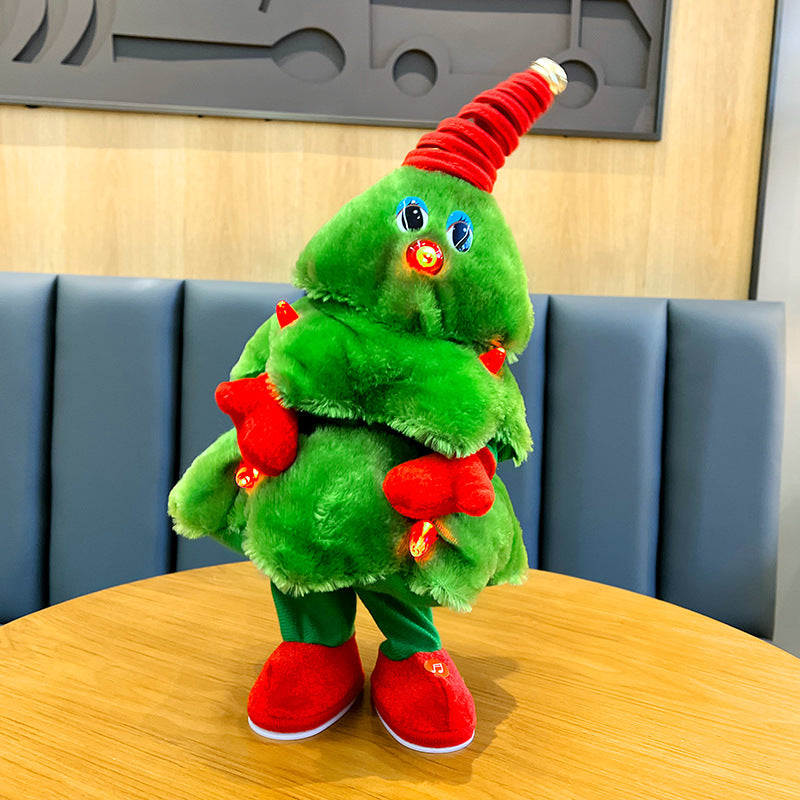 Douyin same swing plush cartoon electric Christmas toy Christmas tree glowing dancing gift mini