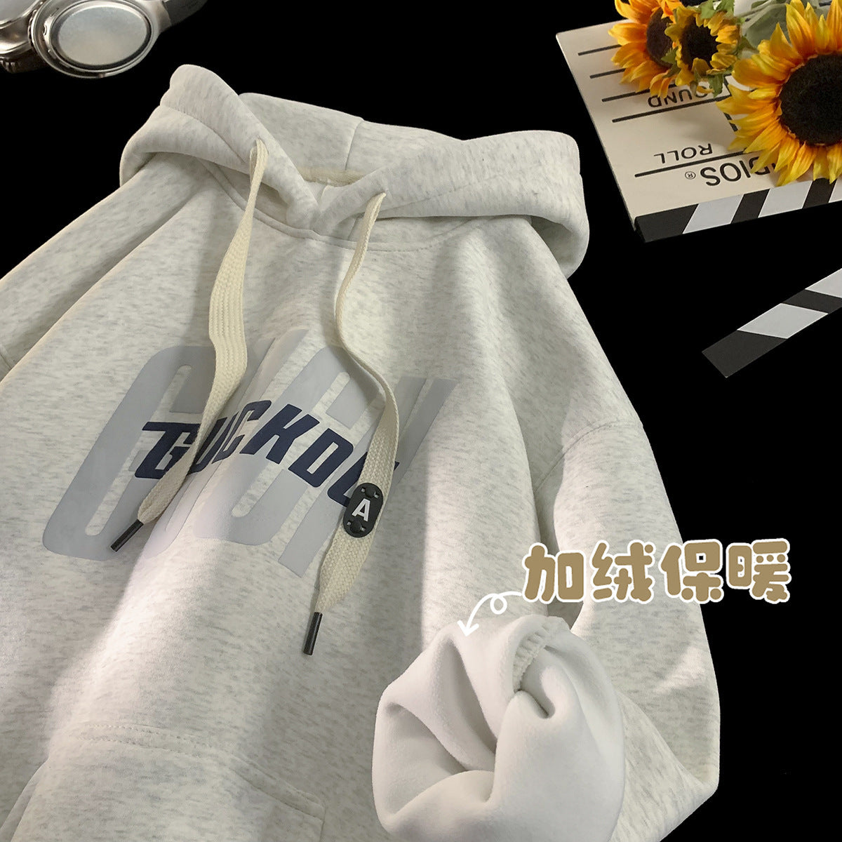 Heavyweight stiff hooded sweatshirt men's spring and autumn American fashion brand youth autumn and winter burgundy fleece hoodie jacket