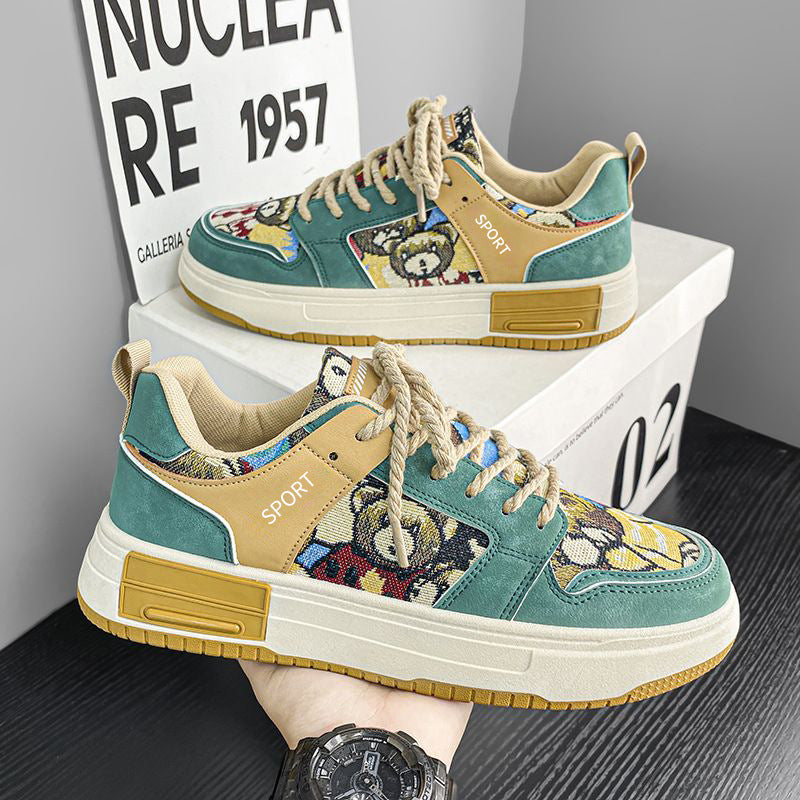Niche original men's shoes spring 2024 new breathable board shoes casual and versatile platform soled non-slip student sports fashion shoes