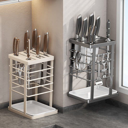 304 stainless steel kitchen knife holder kitchen knife holder storage rack household draining countertop kitchen knife holder retraction thickening