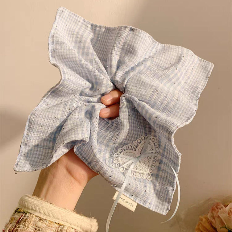 New Chinese blended style square scarf large intestine scrunchie women's large high-end square headband low ponytail hair tie hair accessory