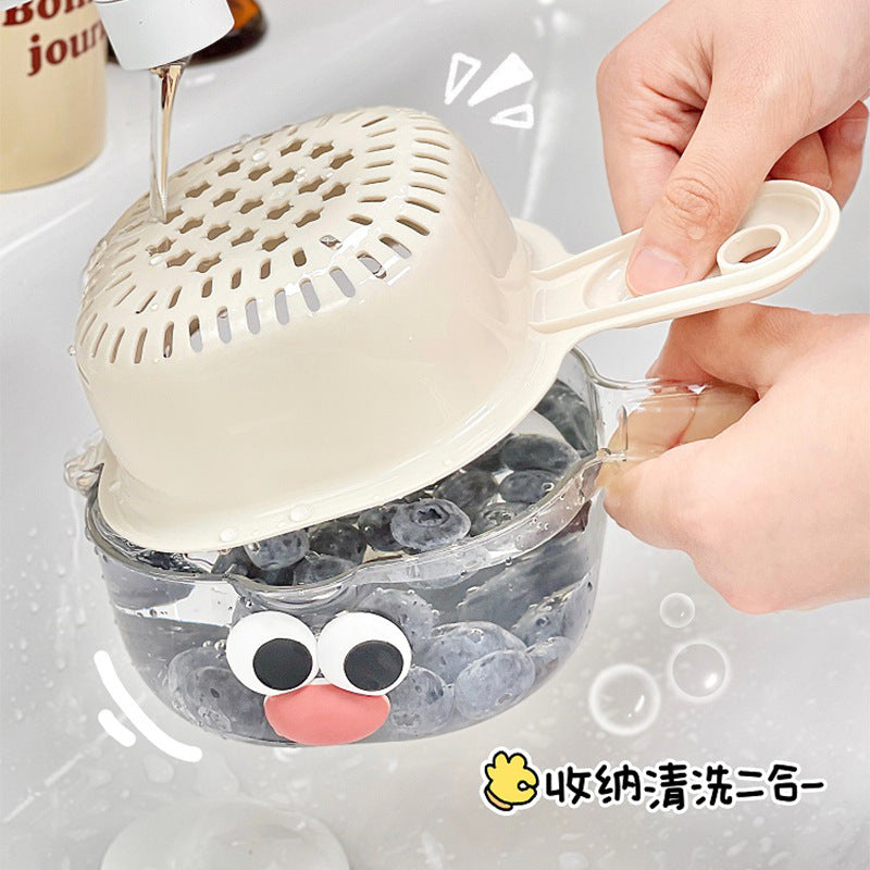 Dopamine drain basket washing fruit artifact double-layer food grade thickened multi-functional wall-mounted fruit bowl fruit basket kitchen