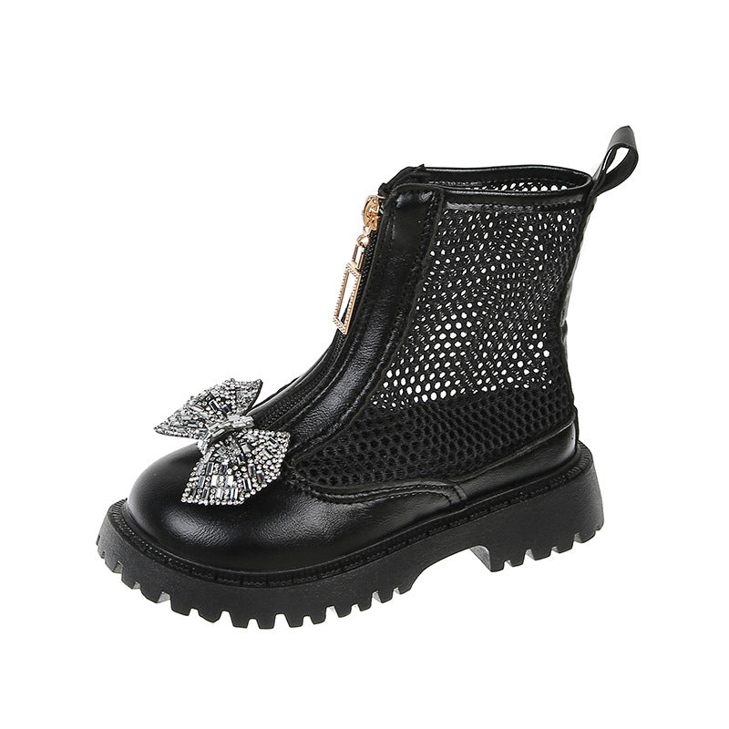 Girls' boots 2025 summer new breathable soft sole British style cut-out princess booties children's Martin boots