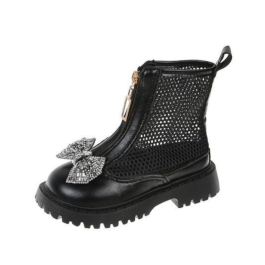 Girls' boots 2025 summer new breathable soft sole British style cut-out princess booties children's Martin boots