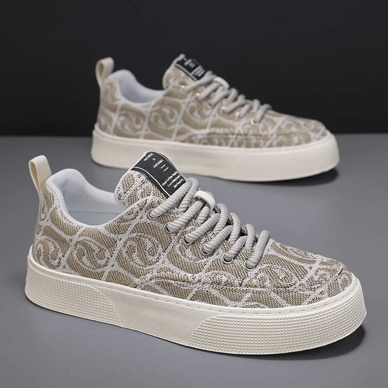 Canvas Shoes Men's Low Top Summer 2025 New Niche Low Top Print Sneakers Men's Platform Athleisure Trendy Shoes