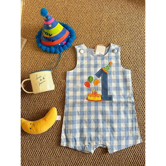 Baby summer clothes, summer clothes, super foreign casual, baby plaid climbing clothes, summer thin baby onesies