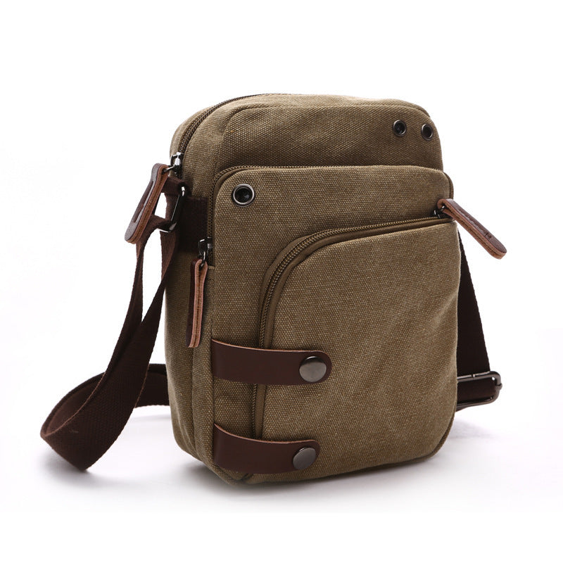 Men's Crossbody Bag Canvas Multi-Compartment Hand-Held Simple Casual Travel Bag Business Men's Shoulder Bag Fashion
