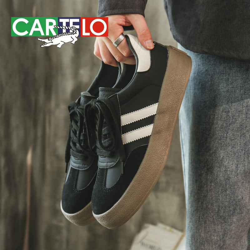 Unisex genuine leather German training shoes 2024 new hot couple retro German training small white shoes men's new canvas shoes
