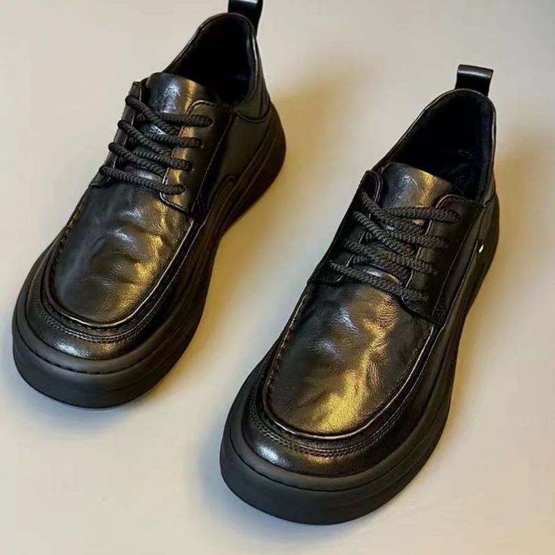 2025 men's new business casual board shoes round toe fashion British versatile breathable soft soled leather shoes formal super soft