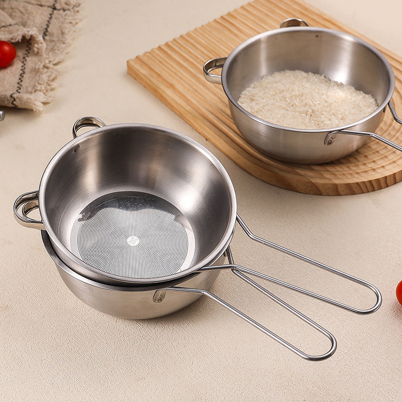 Stainless steel colander soy milk filter juice sesame sieve household kitchen scoop superfine traditional Chinese medicine flour sieve