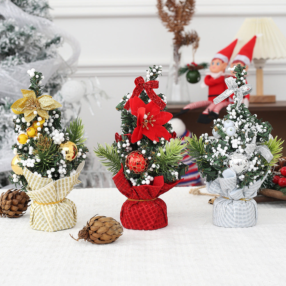Cross-border New Christmas Decoration Supplies Flower Christmas Ball Tabletop Potted Tree Scene Arrangement Children's Gift