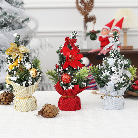 Cross-border New Christmas Decoration Supplies Flower Christmas Ball Tabletop Potted Tree Scene Arrangement Children's Gift