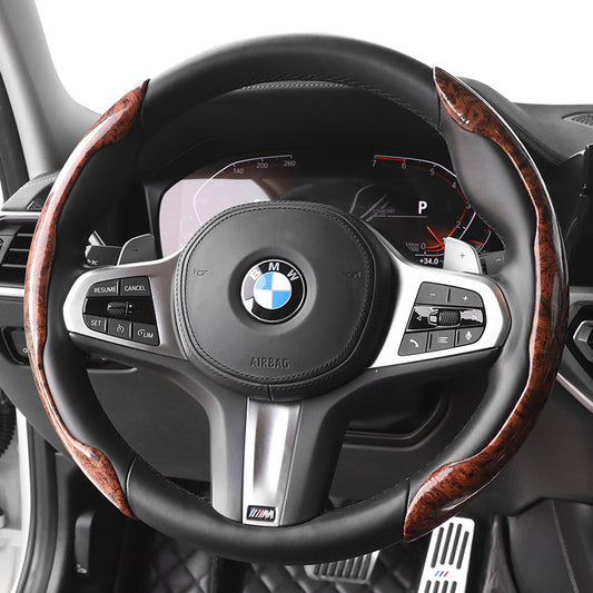 The popular mahogany grain steering wheel handle card type universal carbon fiber texture is ultra-thin and does not hurt the car card sleeve car interior
