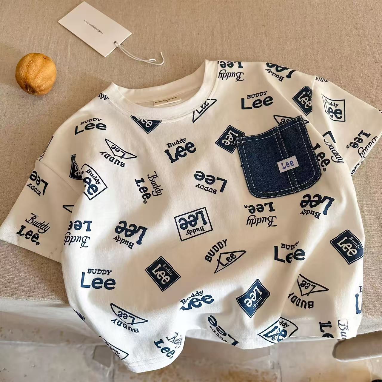 Children's short sleeve T-shirt summer men's 2025 new children's all-over tops trendy brand baby pocket half-sleeved T women's thin model