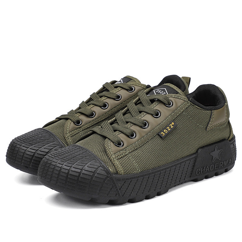 Liberation shoes men's anti-slip wear-resistant construction site work farm shoes labor protection shoes low-top canvas breathable anti-odor rubber shoes wholesale