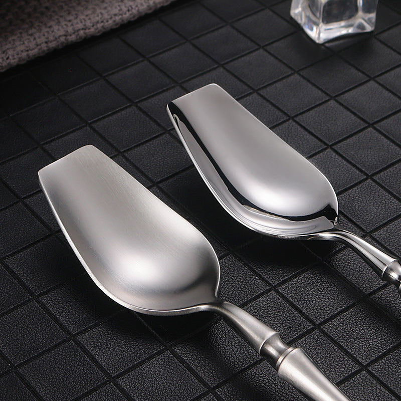 304 stainless steel cutlery set flat head small waist knife, fork and spoon four-piece set of glossy matte stainless steel cutlery