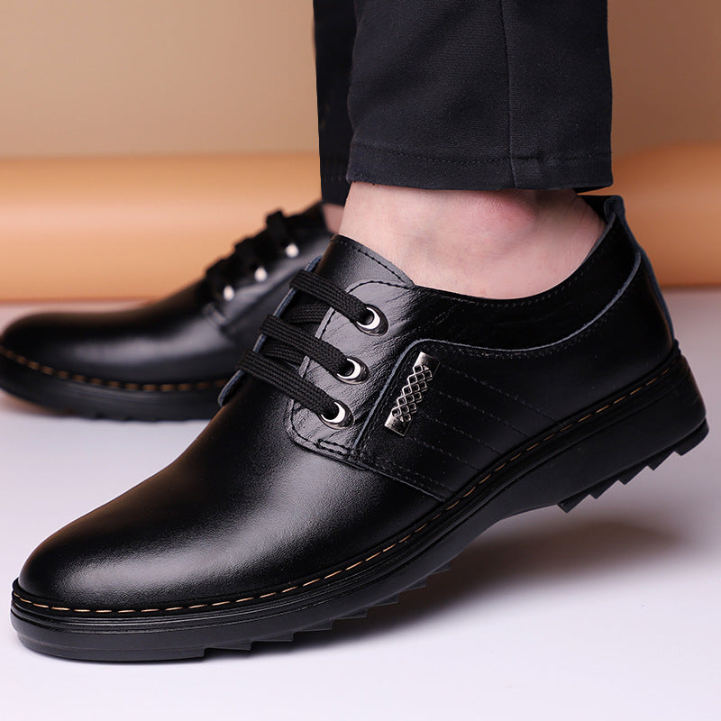 Men's leather shoes, British style, versatile, casual soft-soled beanie shoes, business formal wear trends, slip-on loafers, men's shoes