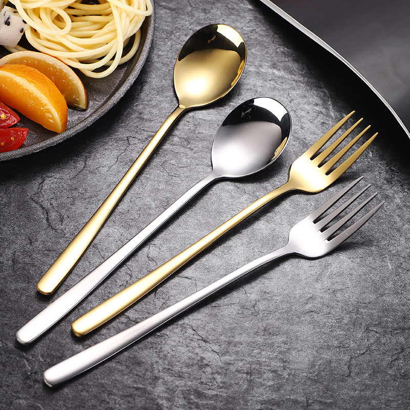 304 stainless steel Korean style long-handled spoon fork