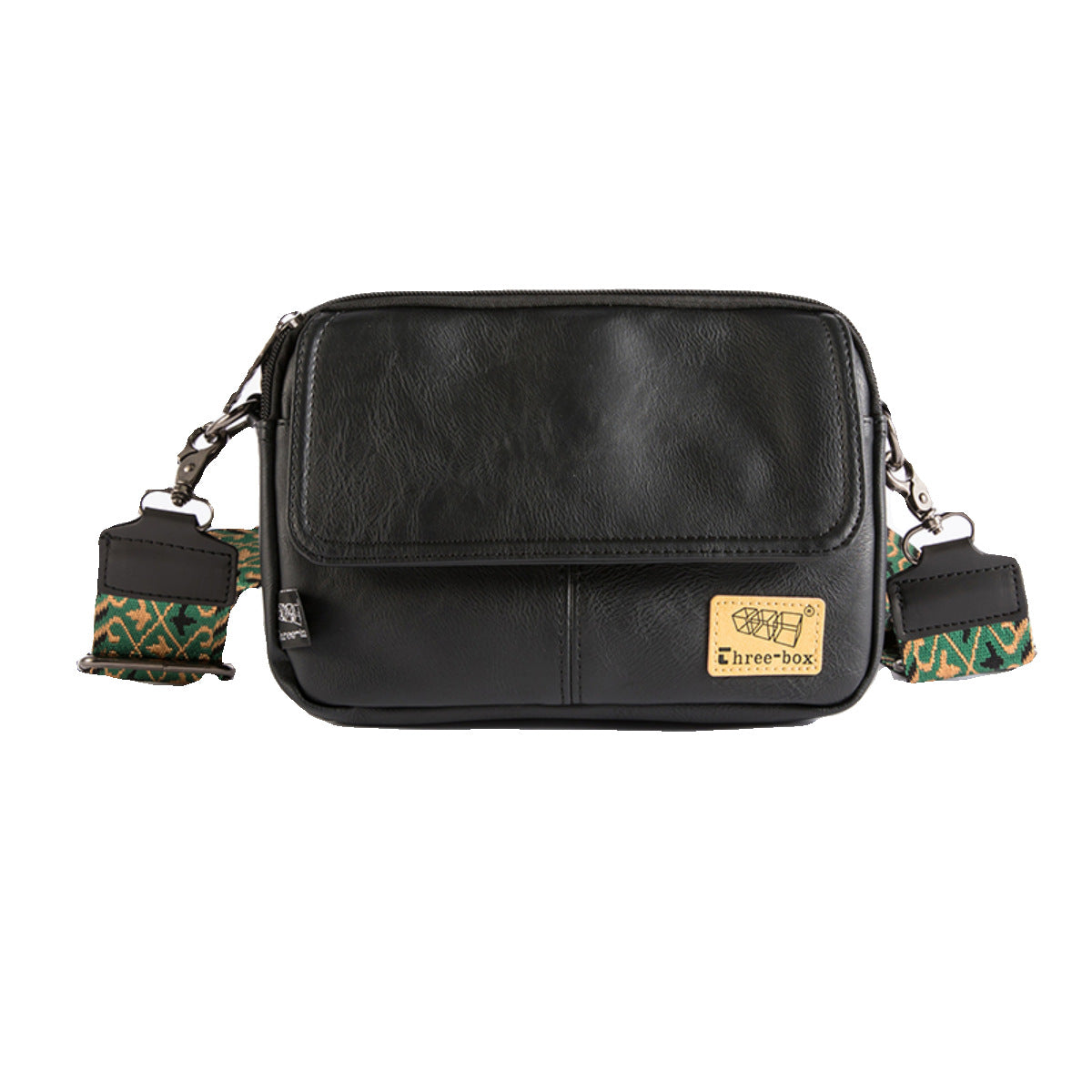 threebox youth crossbody bag personality men's leather small shoulder bag casual vintage shoulder bag fashion messenger bag