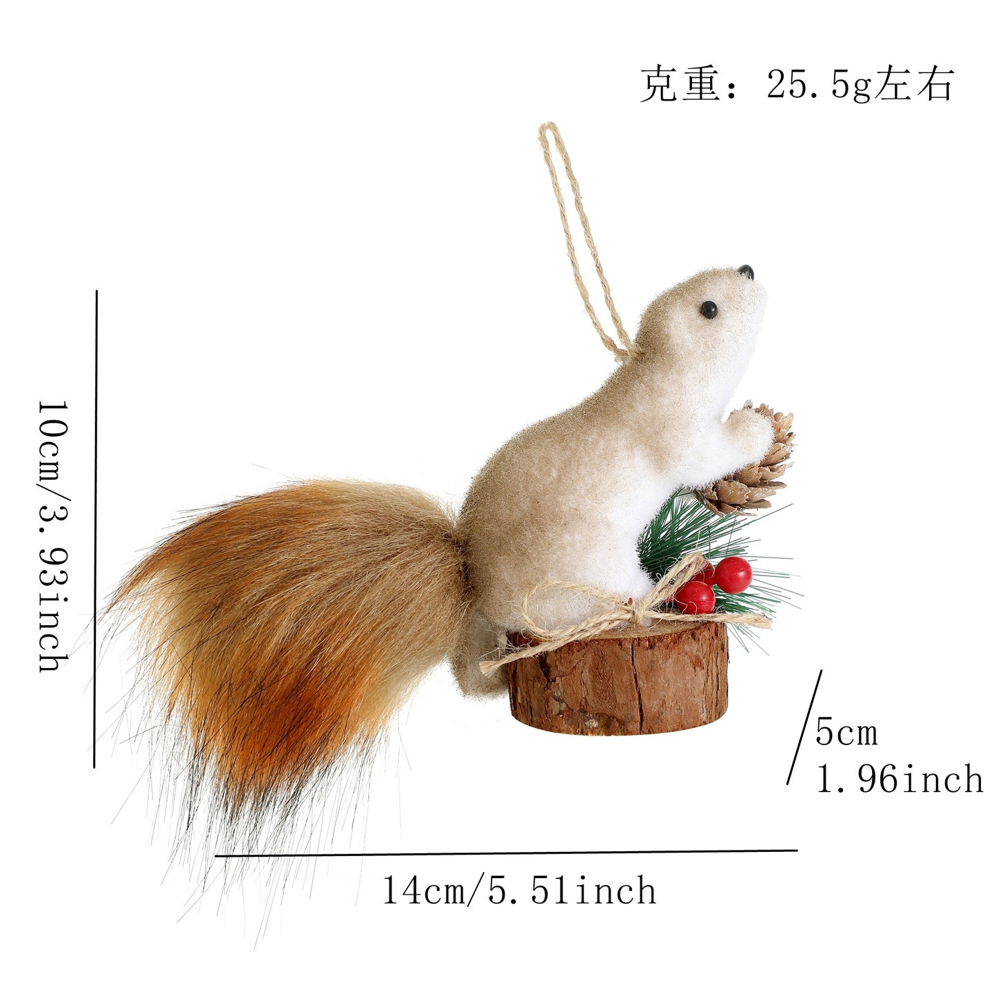 Cross-border new squirrel doll decoration Christmas decoration simulation squirrel pendant Christmas tree creative decoration
