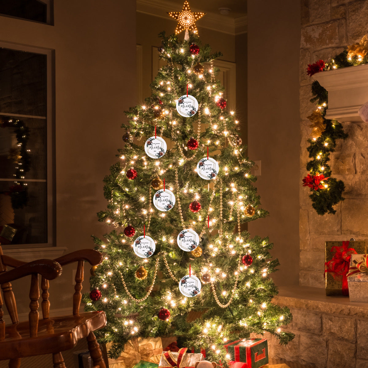 Cross border acrylic Christmas ball tree ornaments craft hanging decoration art pendant decoration scene decoration