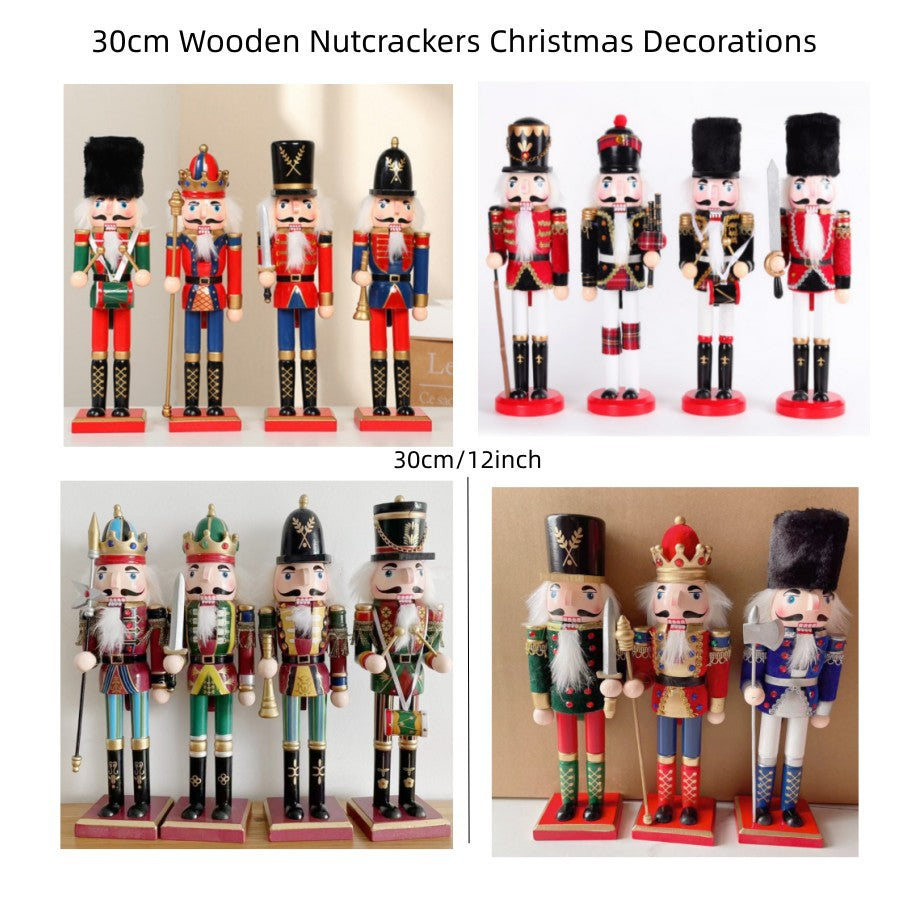 Cross-border spot new nutcracker wooden handicraft ornaments in different sizes Creative home Christmas ornaments