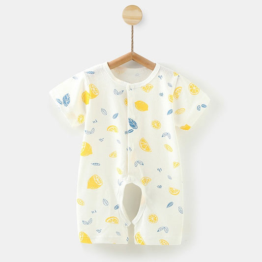 Baby open-file onesie, summer thin baby cotton short-sleeved Ha clothes, crawling clothes, pajamas, newborn clothes, summer clothes