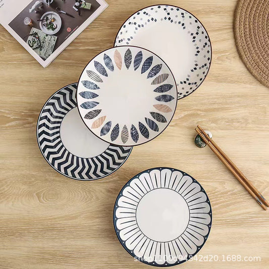 underglaze color Japanese deep dish soup plate dish dish plate household 2022 new ceramic bowl plate high-value tableware dinner plate