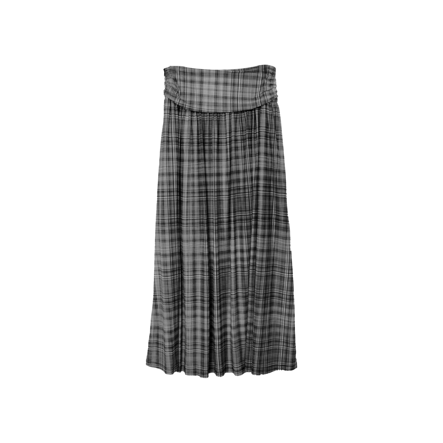[Spot] high-waisted a-line tall mesh cool plaid skirt flowing knit skirt long skirt summer