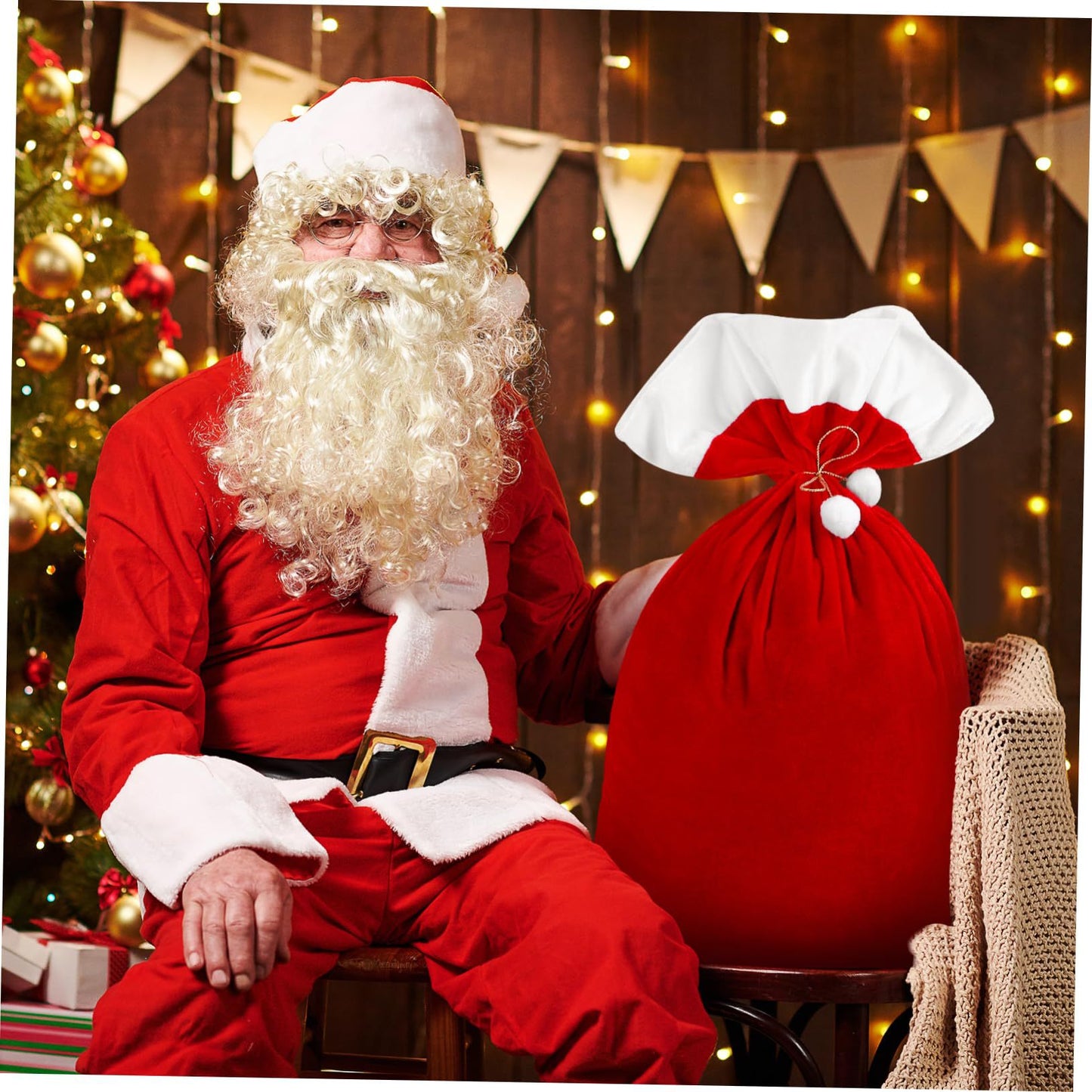 Christmas decorations for the elderly backpack gift bag high-grade gold velvet thickened gift bag large drawstring candy bag