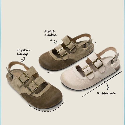 Baotou Sandals Women's Thick-soled Rouge Birkenstock Shoes Women's 2025 Versatile Summer New Wear Casual Semi-Slip Sandals Women