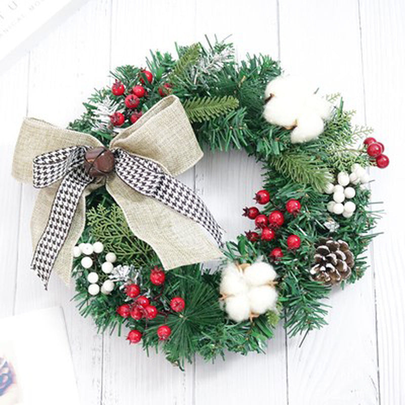 Christmas decoration door pendant hanging rattan circle Christmas wreath 30cm 40cm 50cm 60cm hotel shopping mall decoration