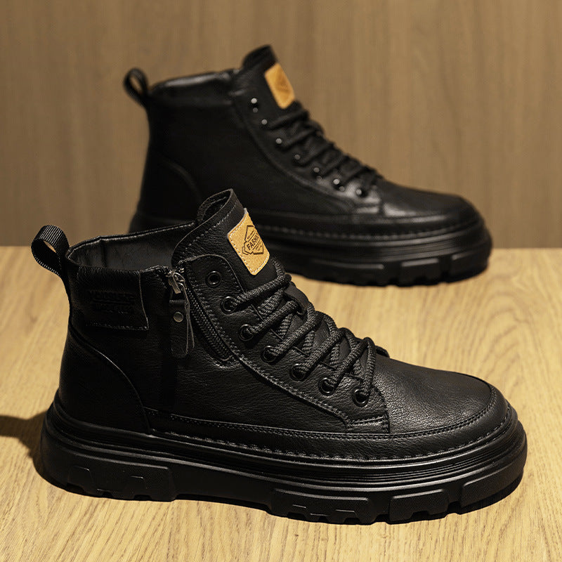 Men's shoes 2025 fall/winter new high-top retro cargo shoes men's outdoor platform casual Martin boots are trendy and universal