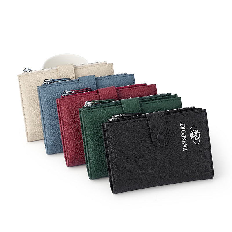 Cross border leather passport bag silk print passport wallet cover buckle men's RFID card case multifunctional air ticket holder