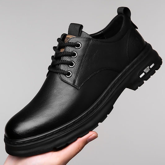 2025 Spring and Autumn New Men's Handmade Online Casual Leather Shoes Men's Retro Workwear Big-toe Wear-resistant Lace-up Men's Leather Shoes