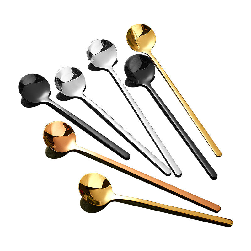 304 stainless steel coffee spoon cute ins long handle stirring spoon starba wind gift gold honey dessert small round spoon