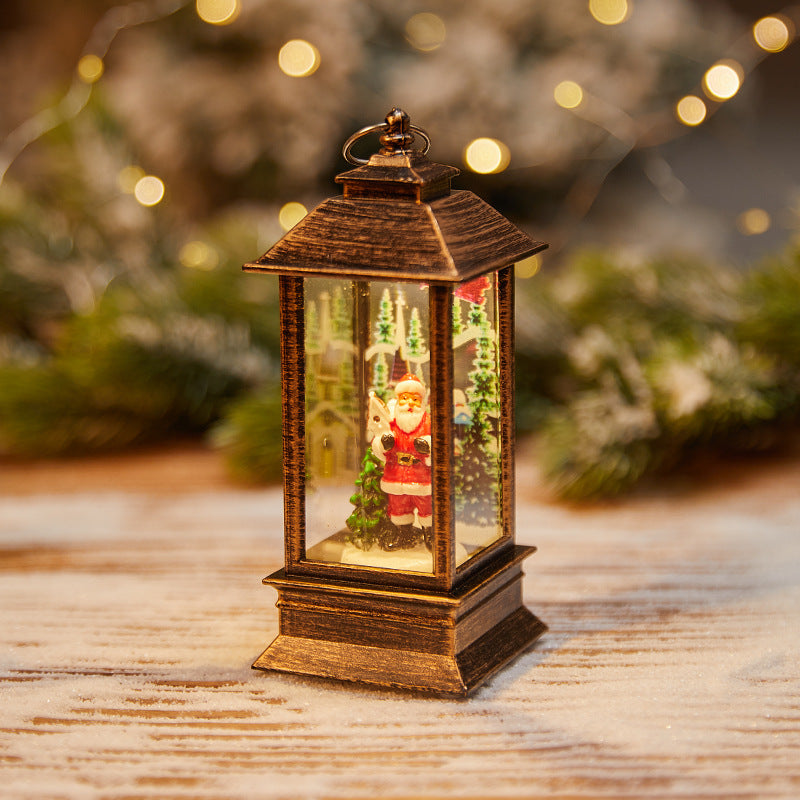 Christmas decoration wind lantern crystal light Santa Claus Christmas party decoration Christmas ornament Christmas gift