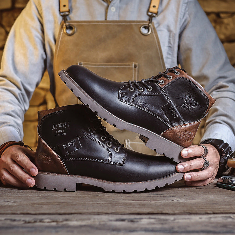 Amazon cross-border new Martin boots, shoes, men's shoes, vintage British leather boots, fashion high-top workwear style boots
