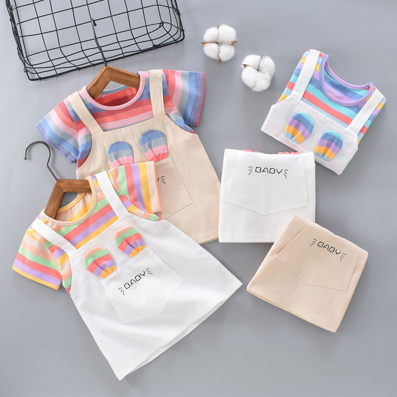 2025 New Girls Dresses, Summer New Styles, Cotton Thin Summers, Short Sleeve Girls' Children's Skirts