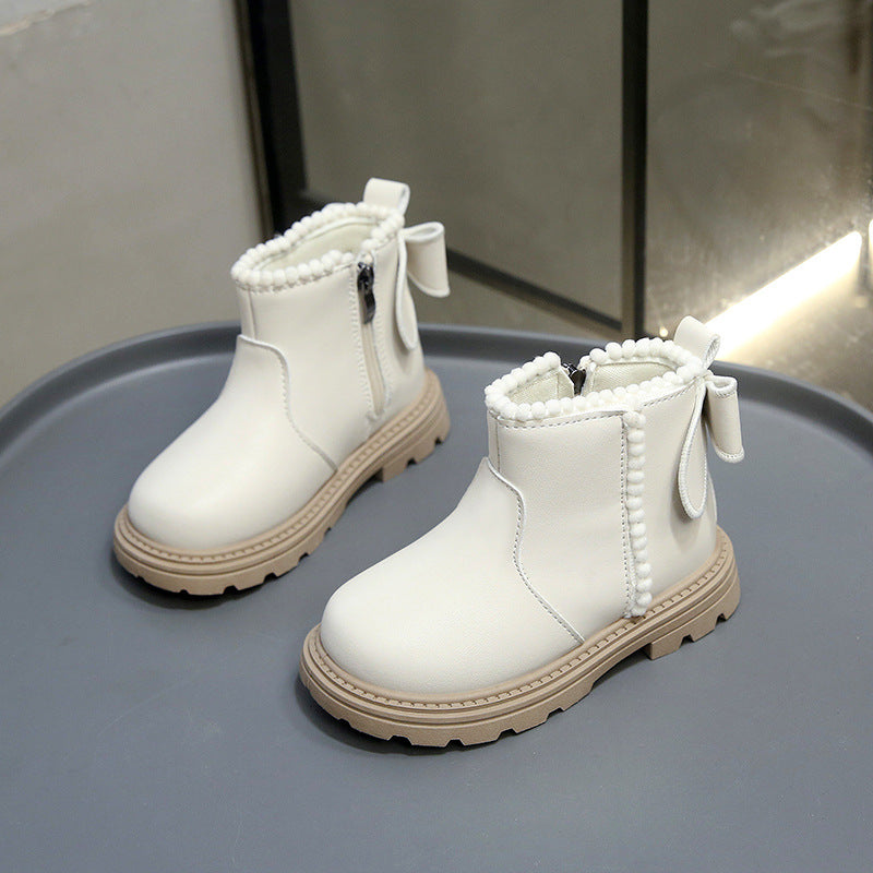 Girls' boots autumn and winter children's boots 2025 new children's shoes wholesale little girls' shoes bow princess boots