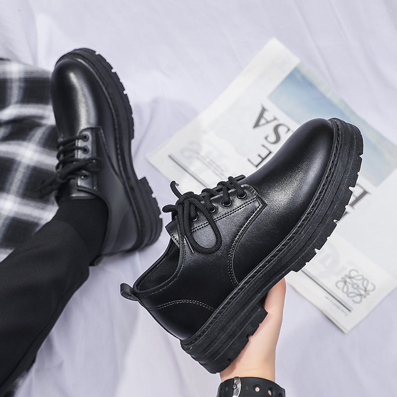 Casual leather shoes men's new business leather shoes teen british style student thick-soled suit men's versatile men's leather shoes