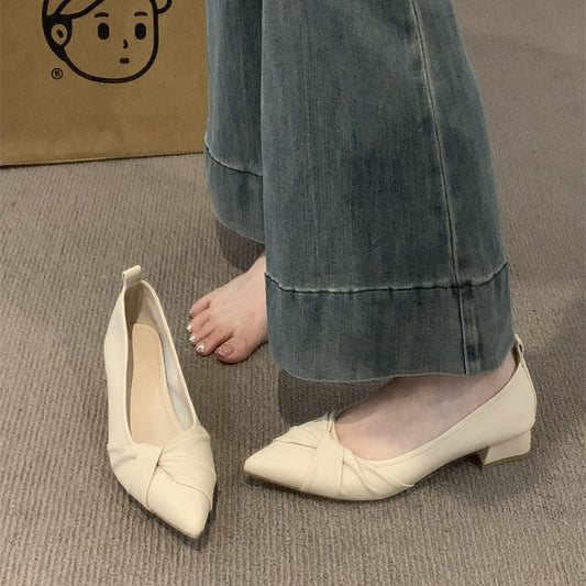 French evening style pointed toe single shoes women's shoes versatile pumps with pumps in the spring and autumn of 2024 new with skirt temperament scoop shoes