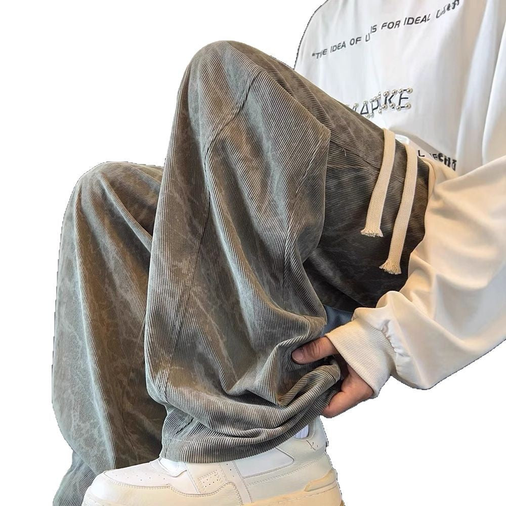 2025 New Loose Casual Pants Men's Korean Version Trendy Versatile Pants Summer Thin Drop Feeling Wide-leg Mop Pants